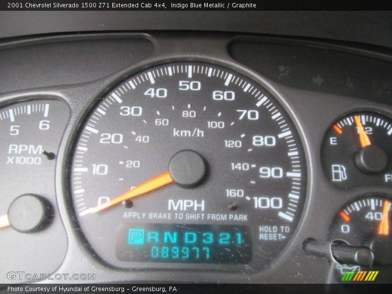 Indigo Blue Metallic / Graphite 2001 Chevrolet Silverado 1500 Z71 Extended Cab 4x4