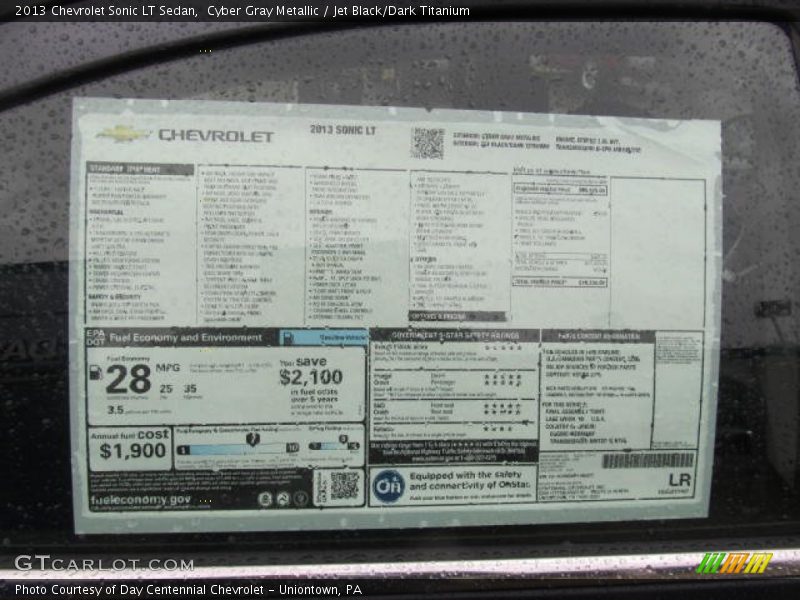  2013 Sonic LT Sedan Window Sticker