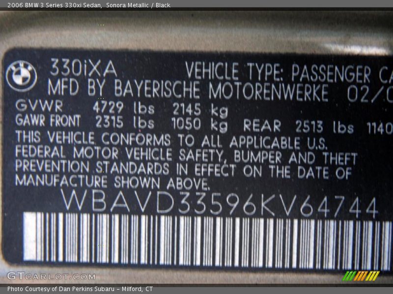 Sonora Metallic / Black 2006 BMW 3 Series 330xi Sedan
