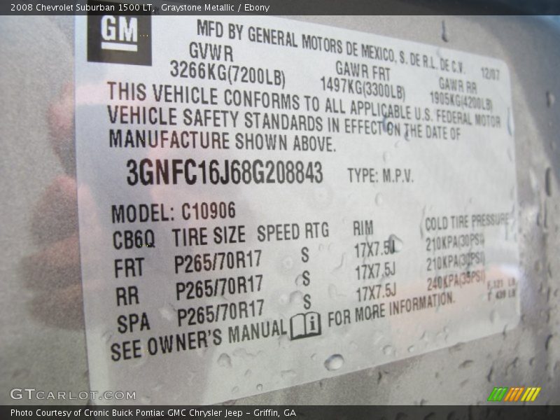 Graystone Metallic / Ebony 2008 Chevrolet Suburban 1500 LT