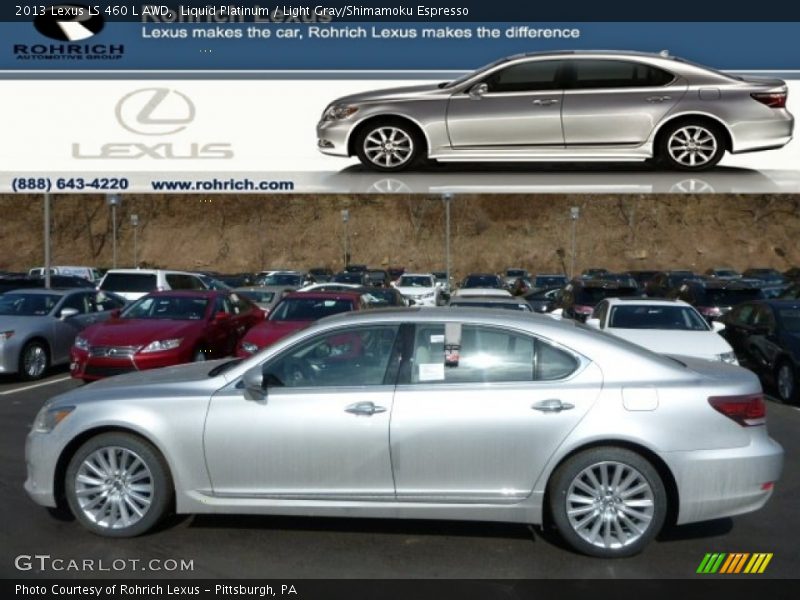 Liquid Platinum / Light Gray/Shimamoku Espresso 2013 Lexus LS 460 L AWD