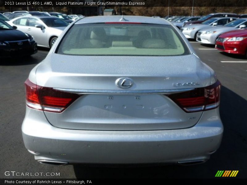 Liquid Platinum / Light Gray/Shimamoku Espresso 2013 Lexus LS 460 L AWD