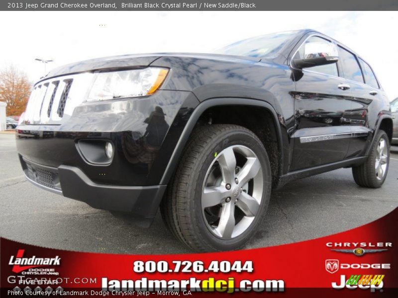 Brilliant Black Crystal Pearl / New Saddle/Black 2013 Jeep Grand Cherokee Overland