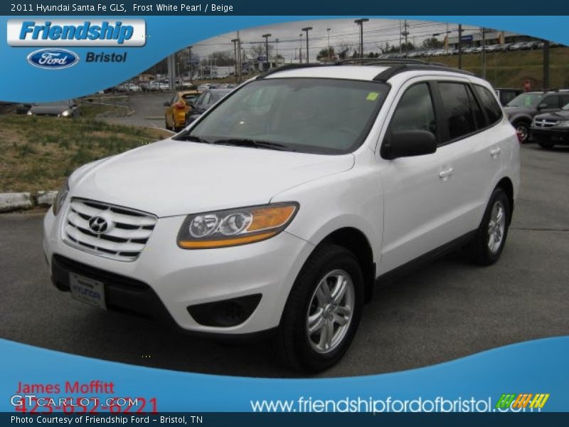 Frost White Pearl / Beige 2011 Hyundai Santa Fe GLS