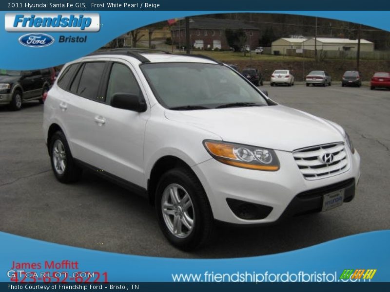 Frost White Pearl / Beige 2011 Hyundai Santa Fe GLS