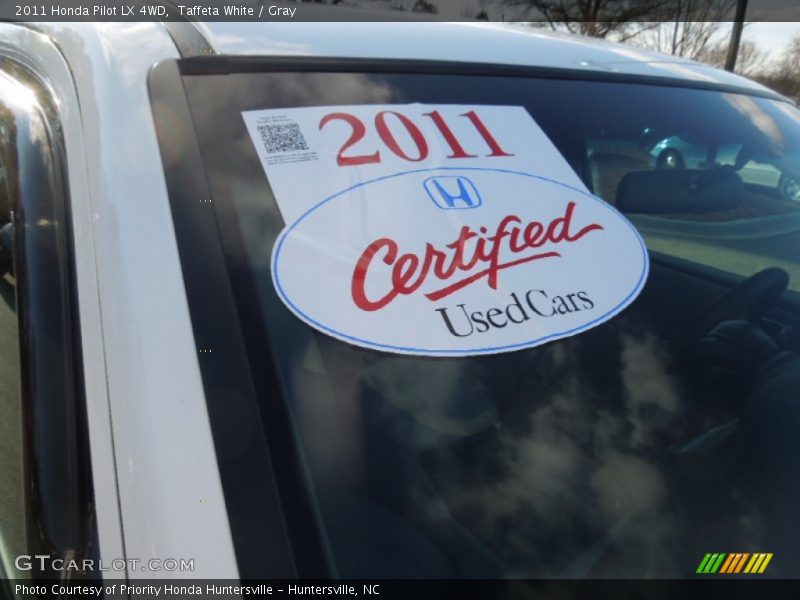 Taffeta White / Gray 2011 Honda Pilot LX 4WD