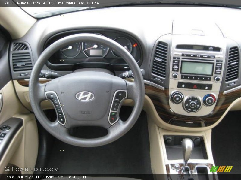 Frost White Pearl / Beige 2011 Hyundai Santa Fe GLS