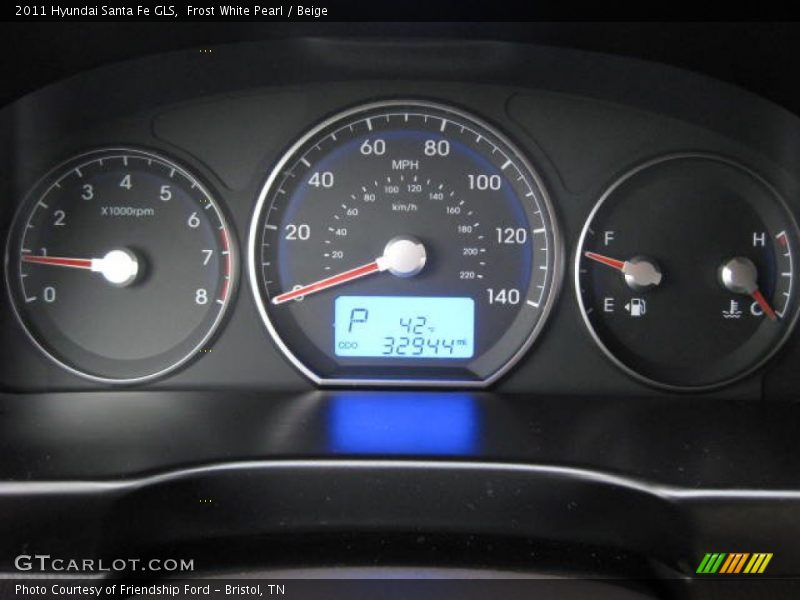 Frost White Pearl / Beige 2011 Hyundai Santa Fe GLS