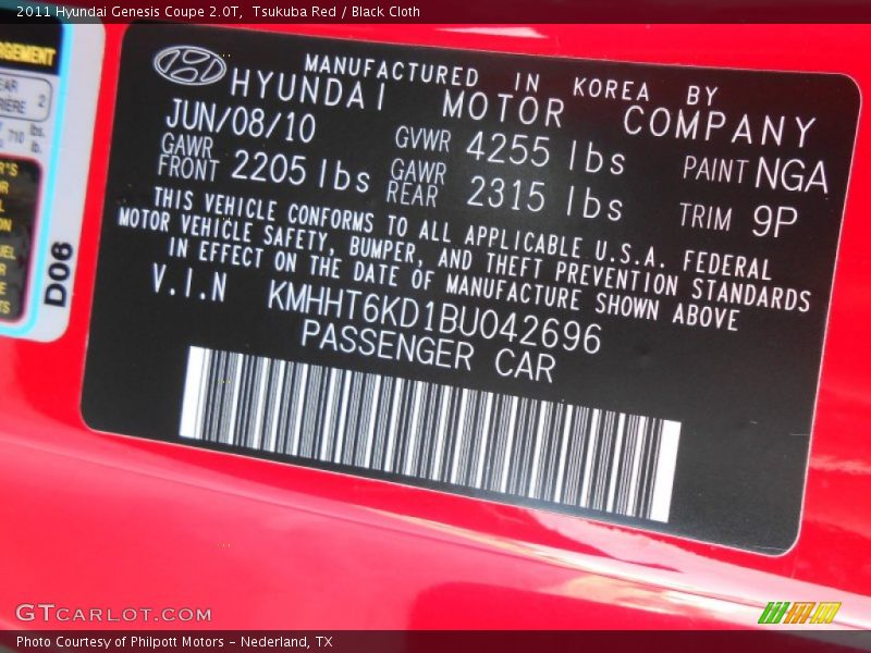 Tsukuba Red / Black Cloth 2011 Hyundai Genesis Coupe 2.0T