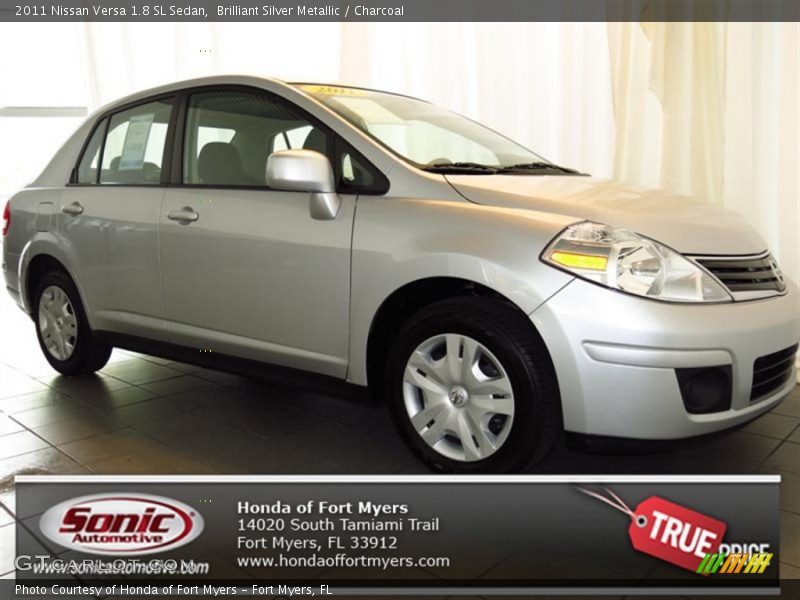 Brilliant Silver Metallic / Charcoal 2011 Nissan Versa 1.8 SL Sedan