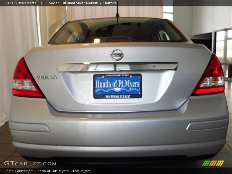 Brilliant Silver Metallic / Charcoal 2011 Nissan Versa 1.8 SL Sedan