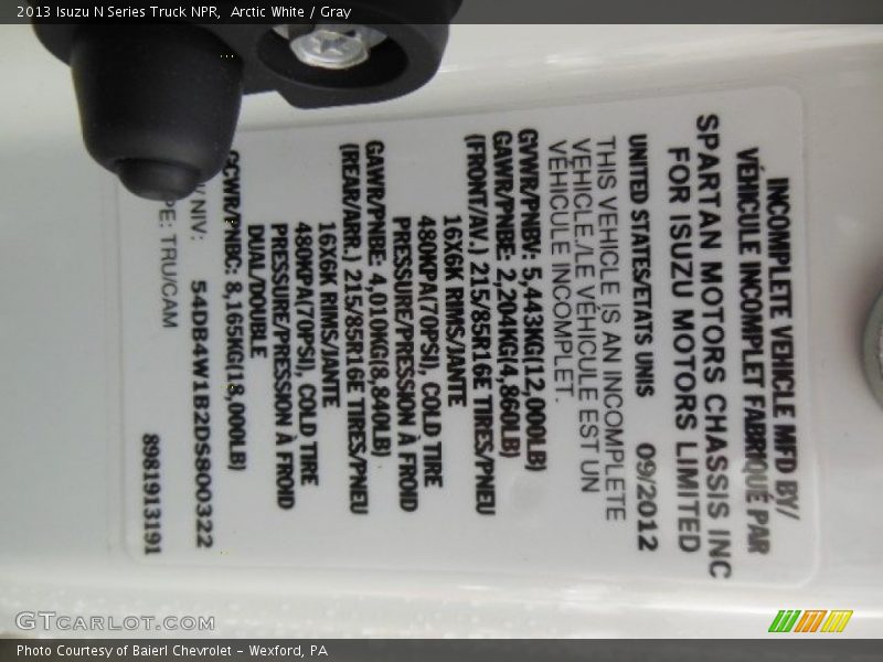 Arctic White / Gray 2013 Isuzu N Series Truck NPR