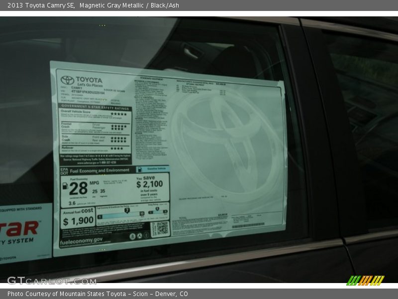 Magnetic Gray Metallic / Black/Ash 2013 Toyota Camry SE