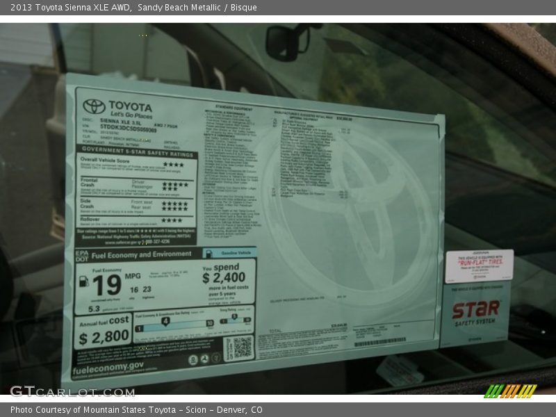 Sandy Beach Metallic / Bisque 2013 Toyota Sienna XLE AWD