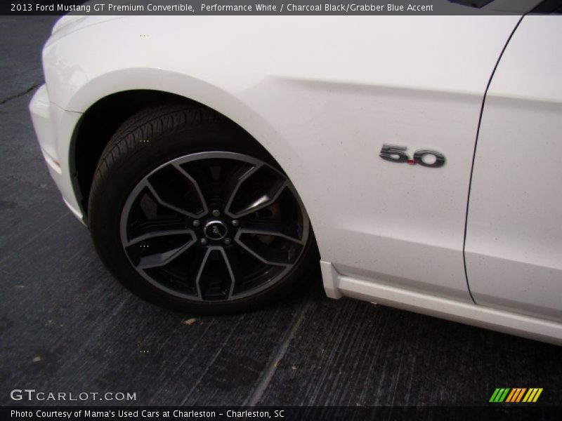 Performance White / Charcoal Black/Grabber Blue Accent 2013 Ford Mustang GT Premium Convertible
