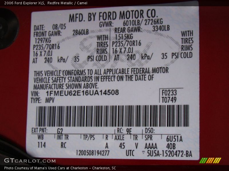 Redfire Metallic / Camel 2006 Ford Explorer XLS