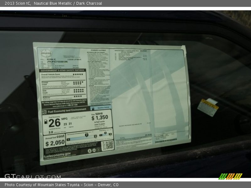 Nautical Blue Metallic / Dark Charcoal 2013 Scion tC