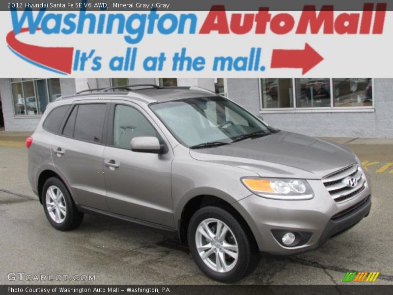 Mineral Gray / Gray 2012 Hyundai Santa Fe SE V6 AWD