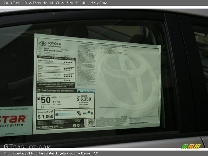 Classic Silver Metallic / Misty Gray 2013 Toyota Prius Three Hybrid