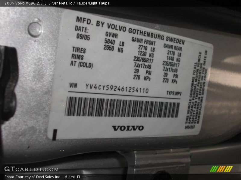 Silver Metallic / Taupe/Light Taupe 2006 Volvo XC90 2.5T