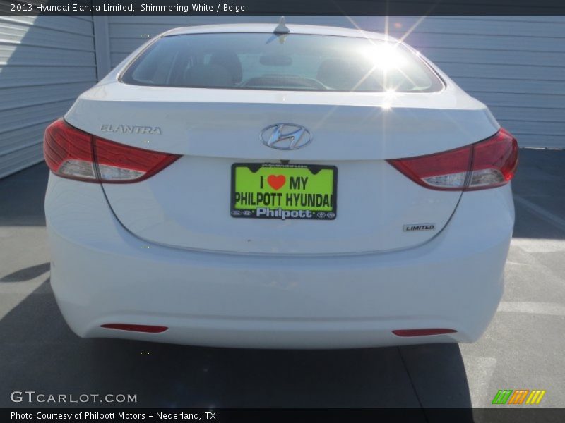 Shimmering White / Beige 2013 Hyundai Elantra Limited