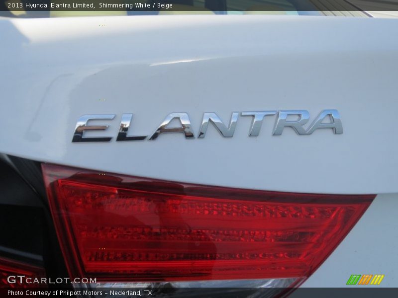 Shimmering White / Beige 2013 Hyundai Elantra Limited