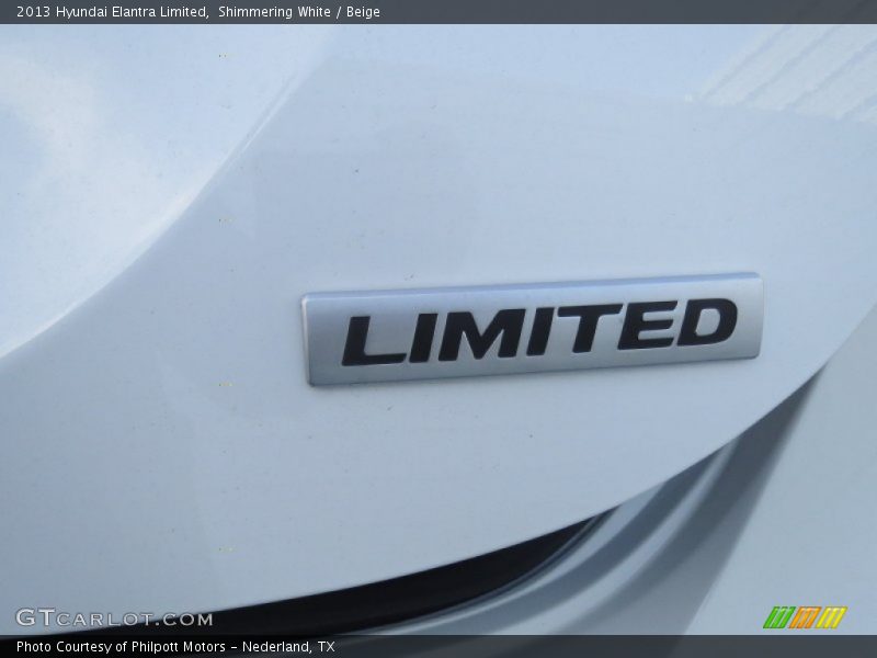 Shimmering White / Beige 2013 Hyundai Elantra Limited
