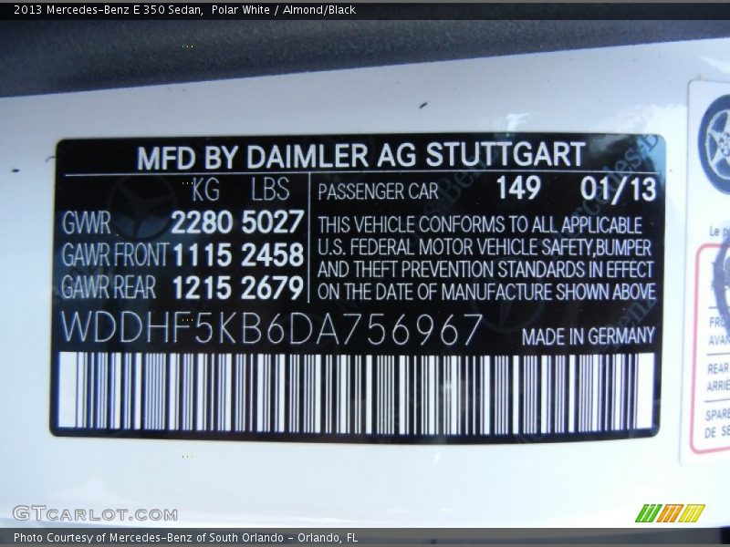 2013 E 350 Sedan Polar White Color Code 149