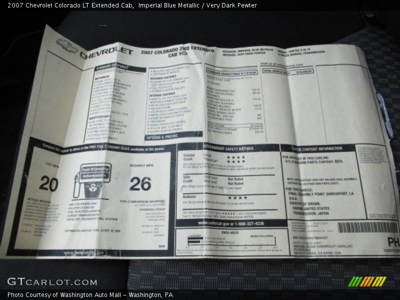  2007 Colorado LT Extended Cab Window Sticker