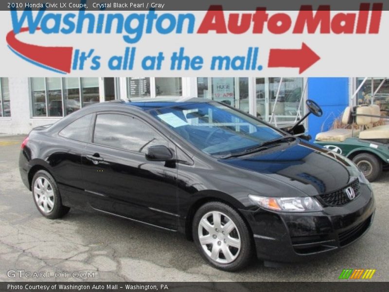 Crystal Black Pearl / Gray 2010 Honda Civic LX Coupe