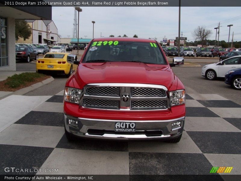 Flame Red / Light Pebble Beige/Bark Brown 2011 Dodge Ram 1500 Laramie Quad Cab 4x4