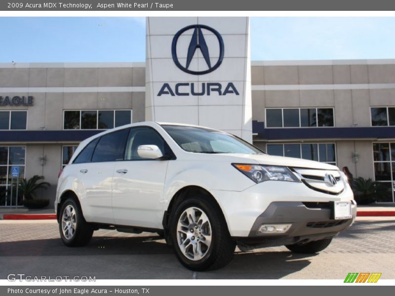 Aspen White Pearl / Taupe 2009 Acura MDX Technology