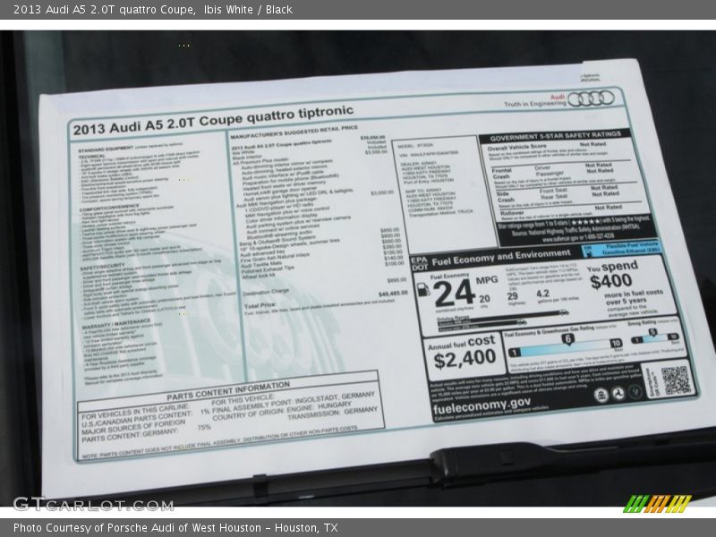 Ibis White / Black 2013 Audi A5 2.0T quattro Coupe