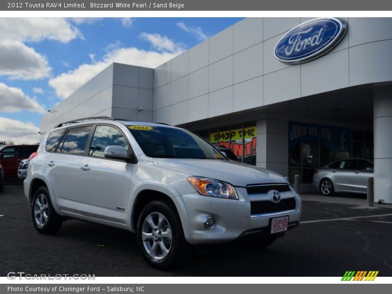 Blizzard White Pearl / Sand Beige 2012 Toyota RAV4 Limited