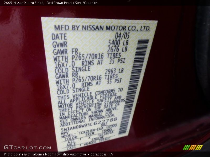 Red Brawn Pearl / Steel/Graphite 2005 Nissan Xterra S 4x4