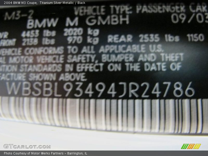 Titanium Silver Metallic / Black 2004 BMW M3 Coupe