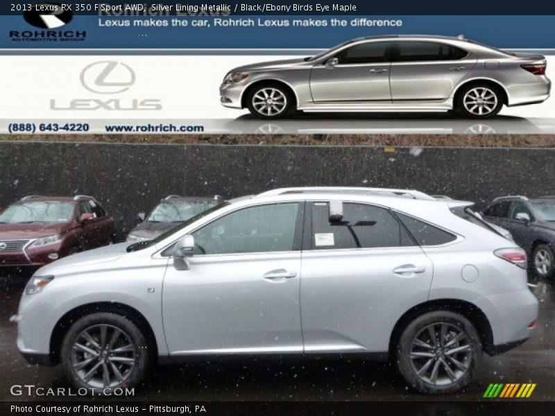 Silver Lining Metallic / Black/Ebony Birds Eye Maple 2013 Lexus RX 350 F Sport AWD