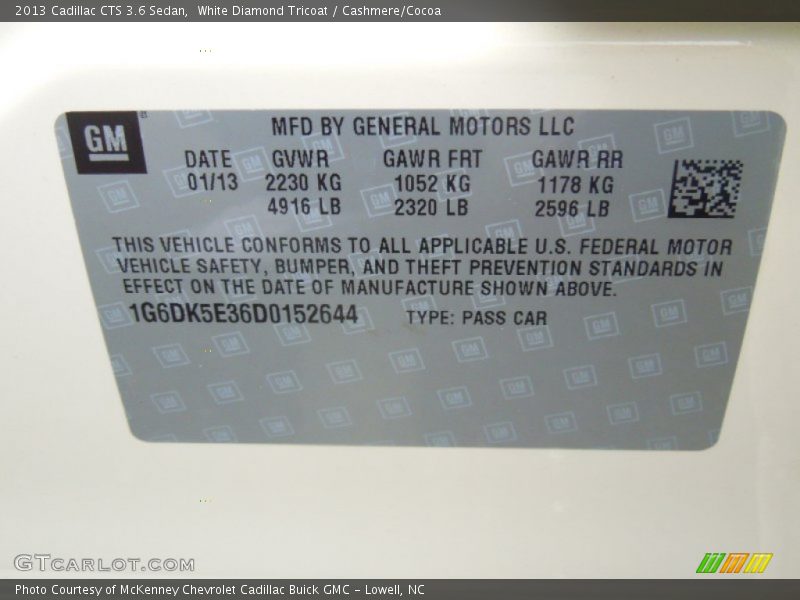 White Diamond Tricoat / Cashmere/Cocoa 2013 Cadillac CTS 3.6 Sedan