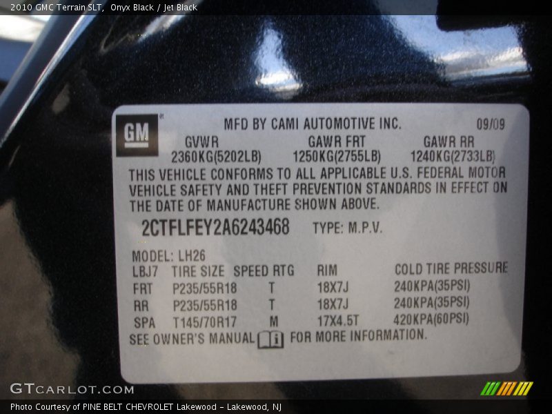 Onyx Black / Jet Black 2010 GMC Terrain SLT