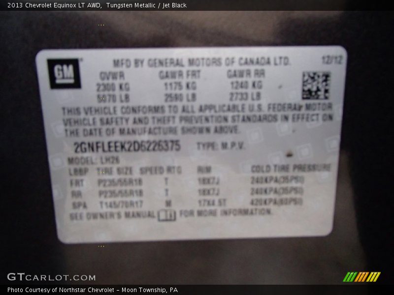 Tungsten Metallic / Jet Black 2013 Chevrolet Equinox LT AWD