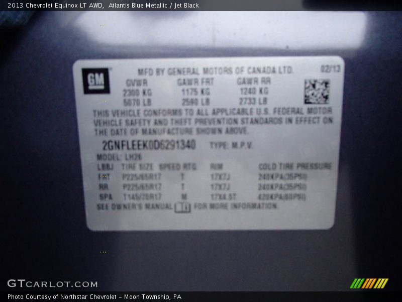 Atlantis Blue Metallic / Jet Black 2013 Chevrolet Equinox LT AWD