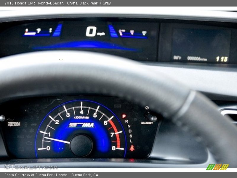 Crystal Black Pearl / Gray 2013 Honda Civic Hybrid-L Sedan