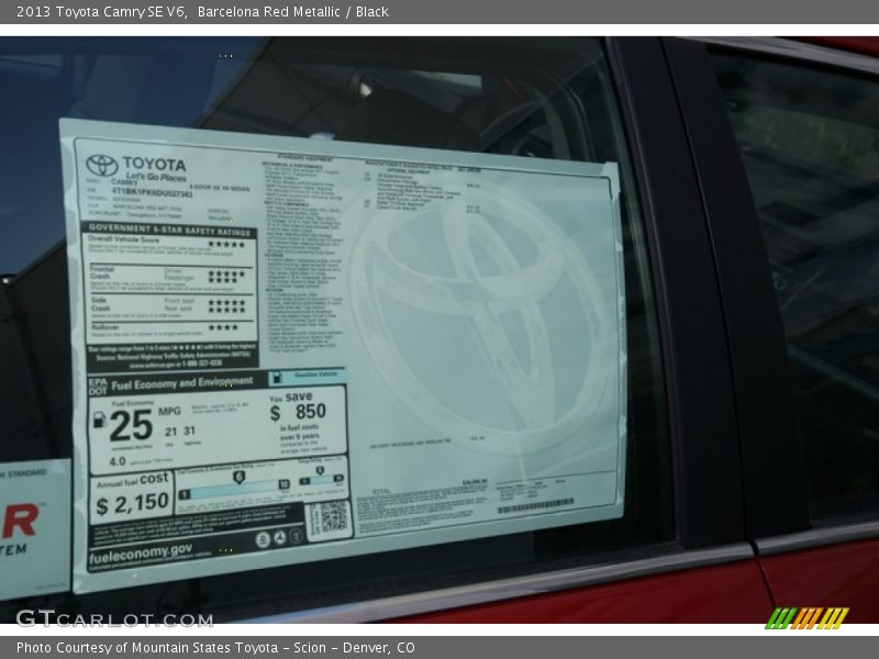 Barcelona Red Metallic / Black 2013 Toyota Camry SE V6