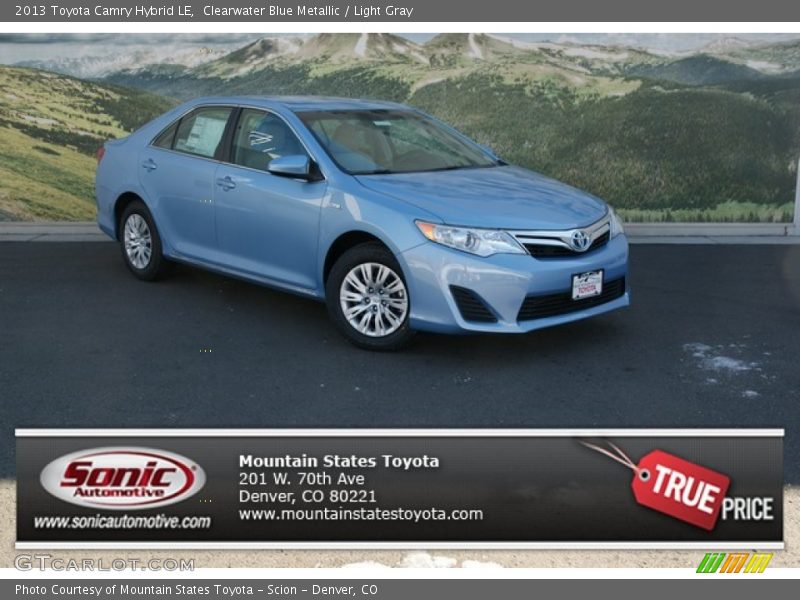 Clearwater Blue Metallic / Light Gray 2013 Toyota Camry Hybrid LE
