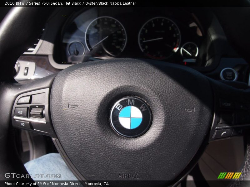 Jet Black / Oyster/Black Nappa Leather 2010 BMW 7 Series 750i Sedan