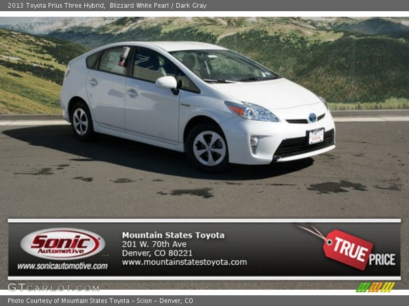 Blizzard White Pearl / Dark Gray 2013 Toyota Prius Three Hybrid