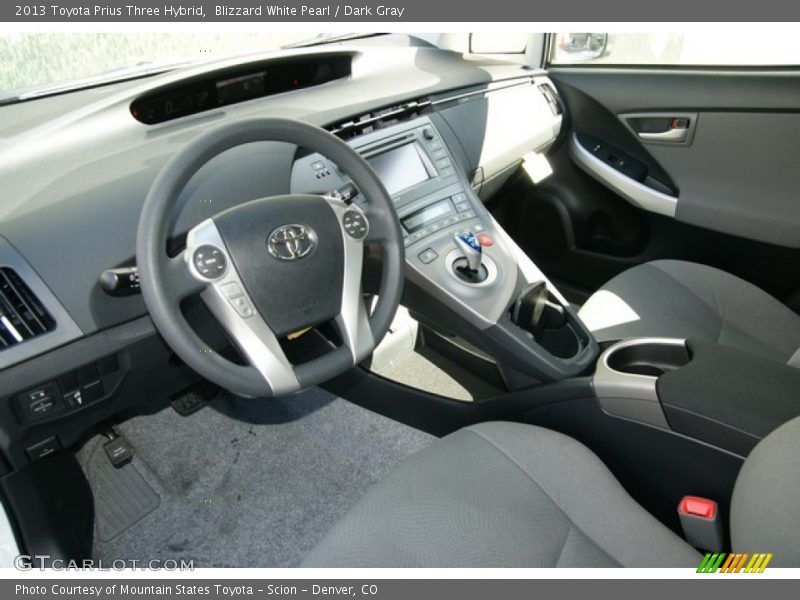 Blizzard White Pearl / Dark Gray 2013 Toyota Prius Three Hybrid