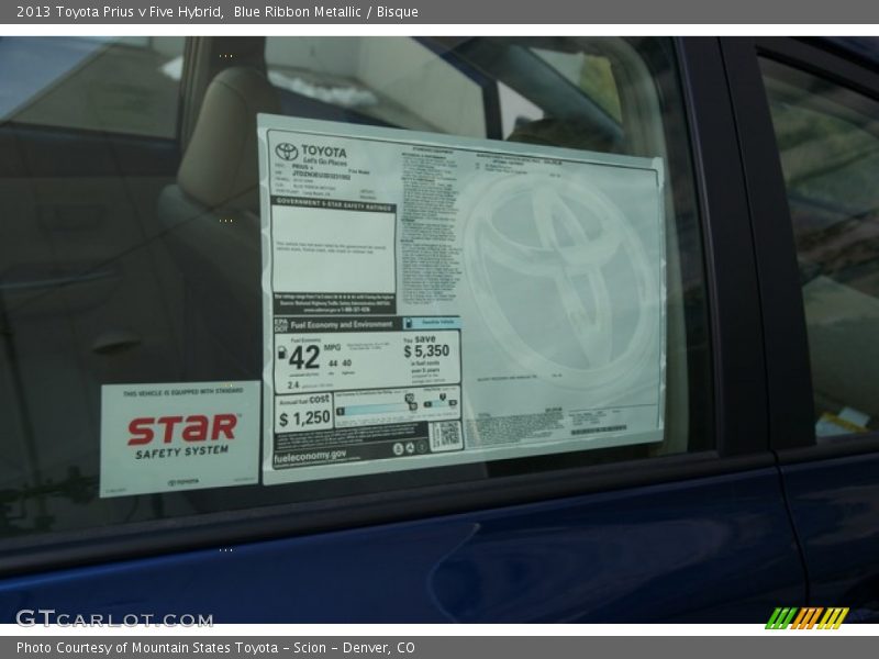  2013 Prius v Five Hybrid Window Sticker