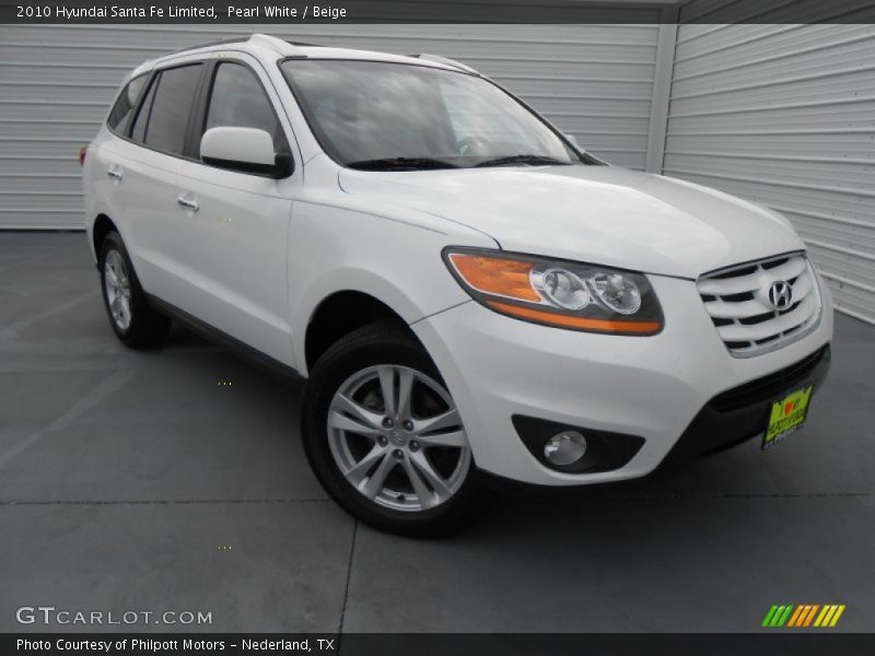 Pearl White / Beige 2010 Hyundai Santa Fe Limited