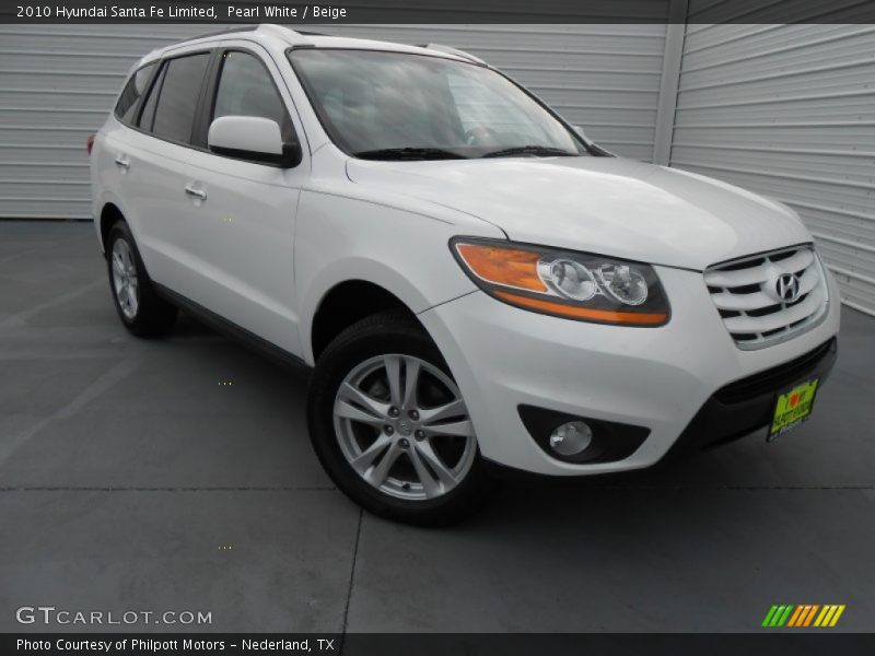 Pearl White / Beige 2010 Hyundai Santa Fe Limited